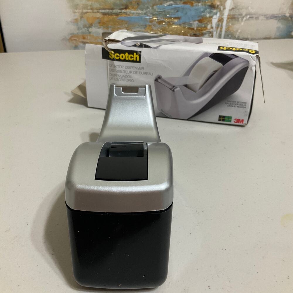 Scotch Desktop Tape Dispenser, Silver Black Two-Tone, 1 Dispenser C60-ST - Picture 2 of 5
